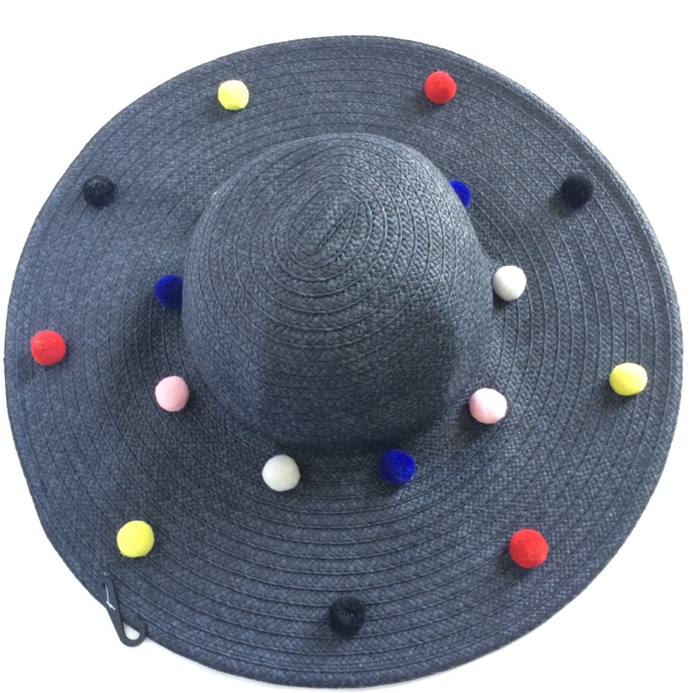 NWT BCBGeneration Floppy Sun Straw Hat Pom Pom New